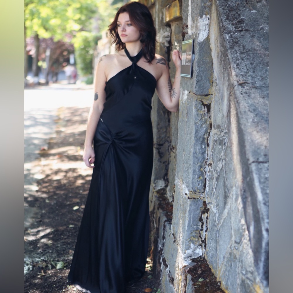Black satin dress